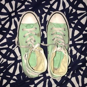 Teal Converse high tops